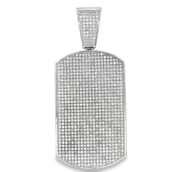 3D Dog Tag Pave CZ Iced Out Pendant HipHopBling