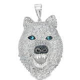 3D Wolf Face CZ Iced Out Pendant HipHopBling