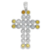 6MM Double Tennis Cross Yellow & White CZ Iced Out Pendant HipHopBling