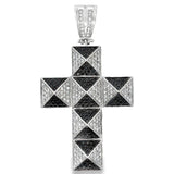 Pyramid Black & White Cross CZ Iced Out Pendant