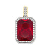 Red Gem CZ Iced Out Pendant