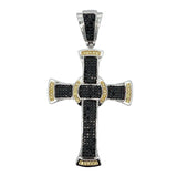 Black & Yellow Cross CZ Iced Out Pendant HipHopBling