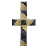 Black & Yellow Cross CZ Iced Out Pendant HipHopBling