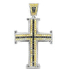 Black & Yellow CZ Iced Out Cross Potent Pendant HipHopBling