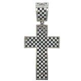 Checkered White & Black CZ Cross Iced Out Pendant HipHopBling