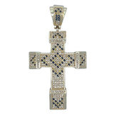 Chunky Arrow Black & Yellow CZ Cross Iced Out Pendant HipHopBling