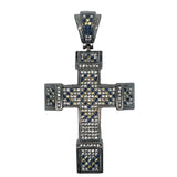 Chunky Blue & Yellow & White CZ Cross Iced Out Pendant HipHopBling