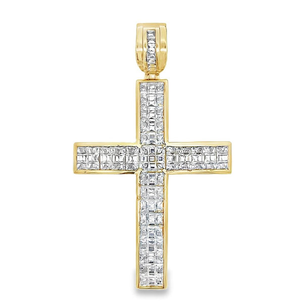 Clean Princess Cut Cross CZ Iced Out Pendant HipHopBling