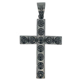 Cluster Tennis Cross Black CZ Iced Out Pendant HipHopBling