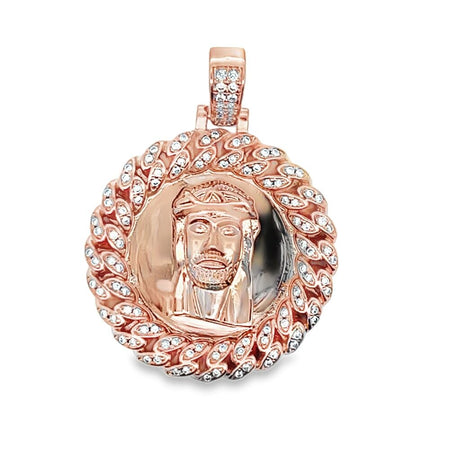 Cuban Cherub Angel Medallion Rose Gold CZ Iced Out Pendant