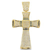 Cylinder Gold Cross Black & White CZ Pendant HipHopBling