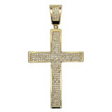 Gold 4 Row CZ Cross Iced Out Pendant HipHopBling