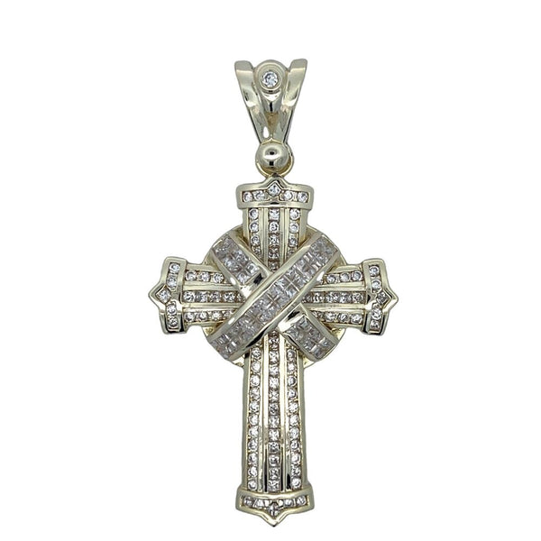 Gold Baguette X Cross CZ Iced Out Pendant HipHopBling