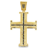 Gold Black & Yellow CZ Iced Out Cross Potent Pendant HipHopBling