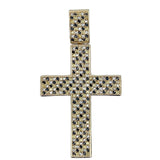 Gold Checkered Black & White CZ Cross Iced Out Pendant HipHopBling