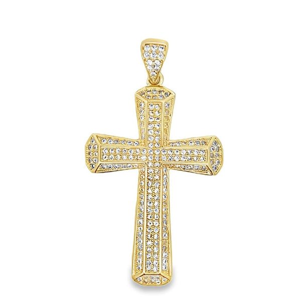 Gold Pave Cross CZ Iced Out Pendant HipHopBling