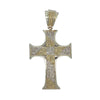 Gold Pointy Edges Yellow White CZ Cross Iced Out Pendant HipHopBling