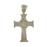 Gold Pointy Edges Yellow White CZ Cross Iced Out Pendant HipHopBling