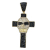 Gold Skull Cross Black CZ Iced Out Pendant HipHopBling