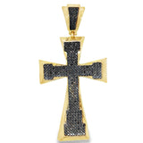 Gold Tapered Cross Black CZ Iced Out Pendant HipHopBling