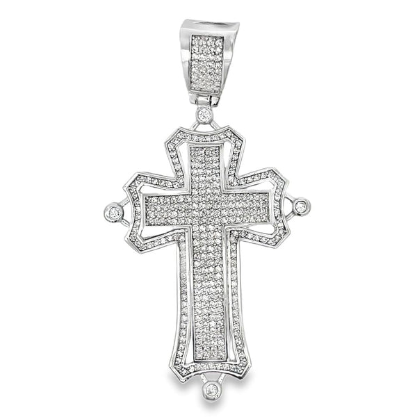 Halo Border Cross CZ Iced Out Pendant HipHopBling