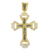 Intricate Black & Yellow CZ Cross Iced Out Pendant HipHopBling