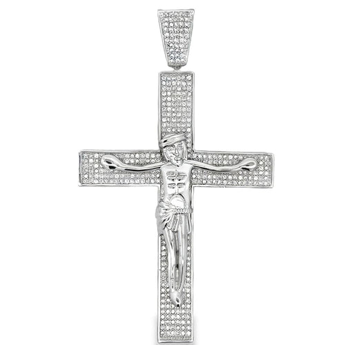 Jesus Crucifix Cross CZ Iced Out Pendant HipHopBling