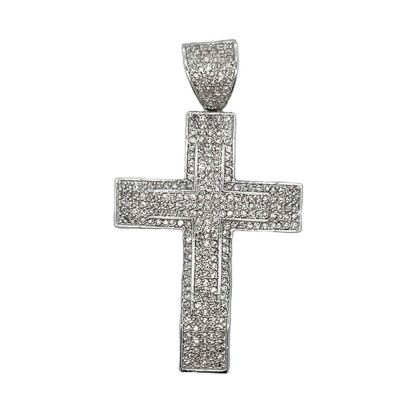 Layer 5 Row Cross CZ Iced Out Pendant HipHopBling