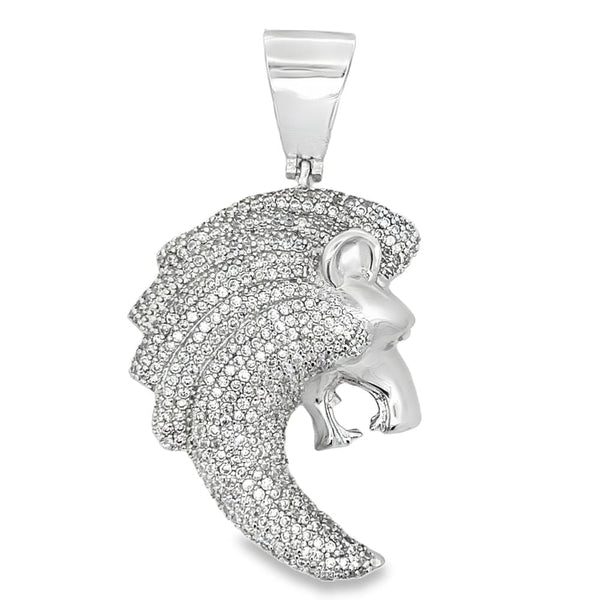 Lion Profile CZ Iced Out Pendant HipHopBling