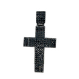 Mini Black on Black 4 Row Cross CZ Iced Out Pendant HipHopBling