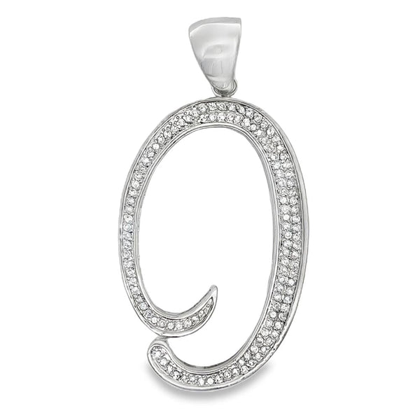 O Cursive Initial Letter CZ Iced Out Pendant HipHopBling