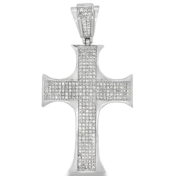 Pointed Edge Cross CZ Iced Out Pendant HipHopBling