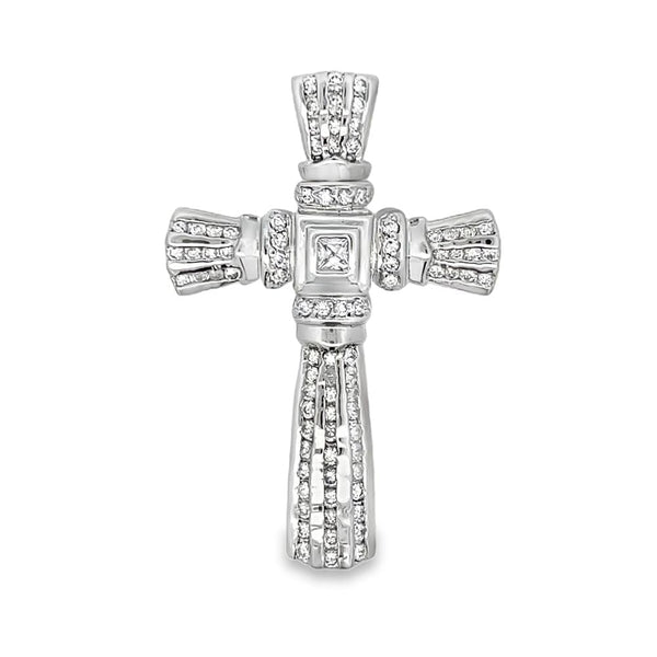 Princess Fan Cross CZ Iced Out Pendant HipHopBling