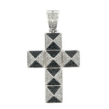 Pyramid Cross Black & White CZ Iced Out Pendant HipHopBling