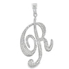 R Cursive Initial Letter CZ Iced Out Pendant HipHopBling