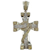 Ribbon Block Cross Yellow & White CZ Iced Out Pendant HipHopBling