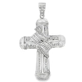 Ribbon Thick Ice Cross CZ Iced Out Pendant HipHopBling