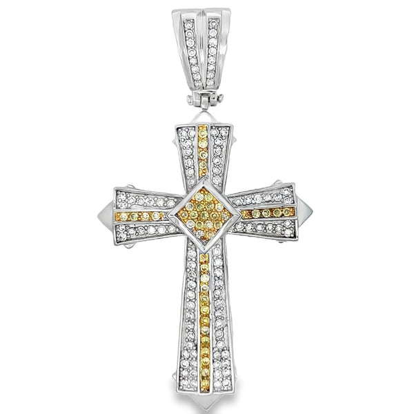 Sharp Cross Canary CZ Iced Out Pendant HipHopBling