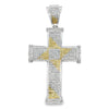 Spiral Cross Yellow & White CZ Iced Out Pendant HipHopBling