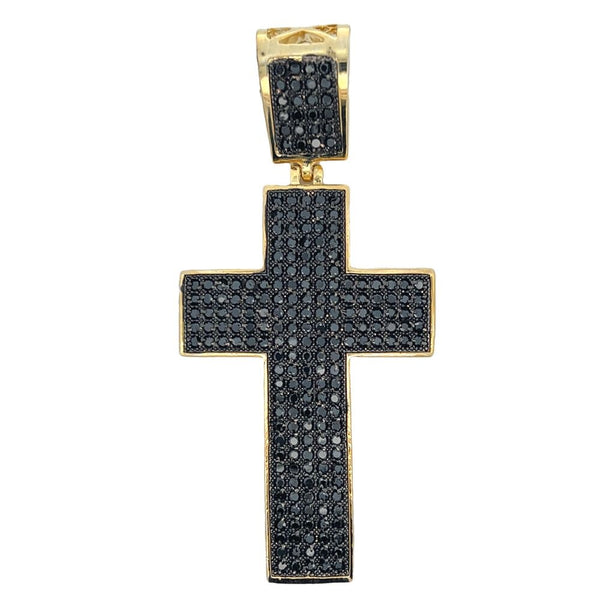 Thick Gold All Black CZ Cross Iced Out Pendant HipHopBling