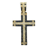 Unique White Black & Yellow CZ Cross Iced Out Pendant HipHopBling