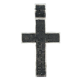 White 6 Row Black CZ Cross Iced Out Pendant HipHopBling