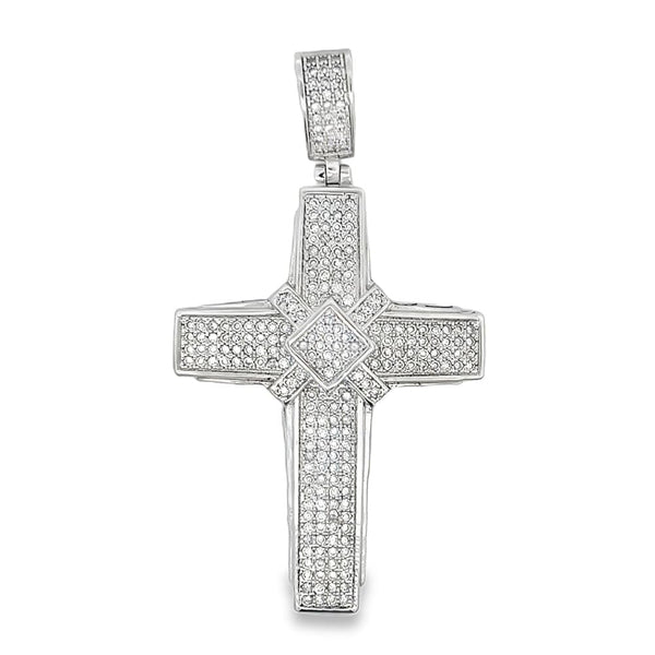 X Block Cross CZ Iced Out Pendant HipHopBling