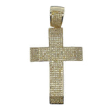 XL 7 Row Gold Yellow CZ Cross Iced Out Pendant HipHopBling