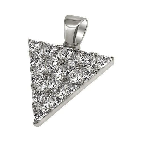 .925 Silver Trillionaire CZ Rhodium Bling Bling Pendant