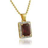 Lab Ruby Rick Ross Style Block Gold Hip Hop Pendant