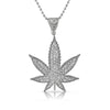 Bling Bling Marijuana Leaf Pendant Rhodium