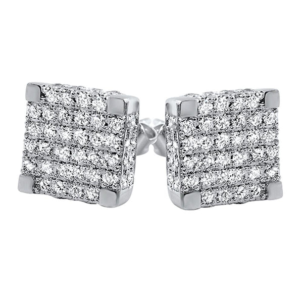 Large 3D Cube CZ Micro Pave Iced Out Earrings