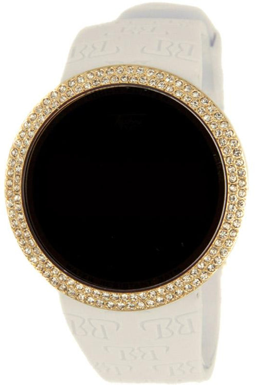 Bling Bling Gold Digital Touch Screen Watch White Band