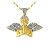 Praying Cherub Angel Bust Gold Hip Hop Pendant